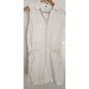 YFB Women's Jumpsuit Size S White Linen Rayon Blend Sleeveless Romper